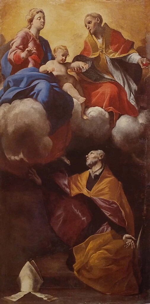 Giovanni Lanfranco-265-Apparizione della Vergine col Bambino a san Gennaro e ad un vescovo teatino - Chiesa ss. Apostoli, Napoli